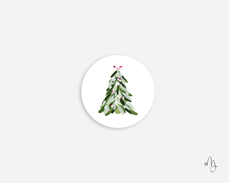 Christmas Tree Round Sticker