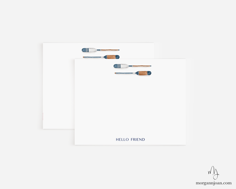 Navy Oars Personalized Notecards