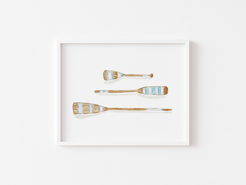 Blue and White Oars Art Print