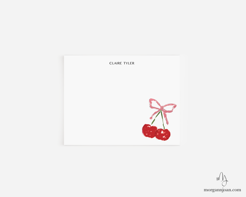 Cherry Bow Personalized Notecards