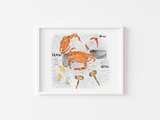 Crab Newspaper Art Print