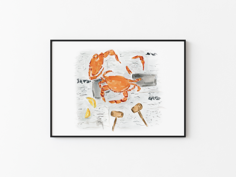 Crab Newspaper Art Print