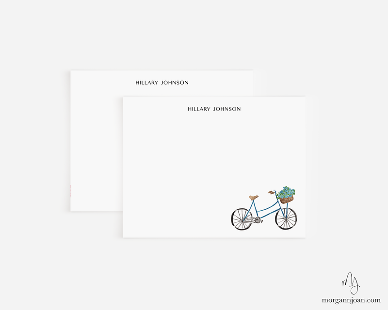 Bicycle Flower Basket Personalized Notecards