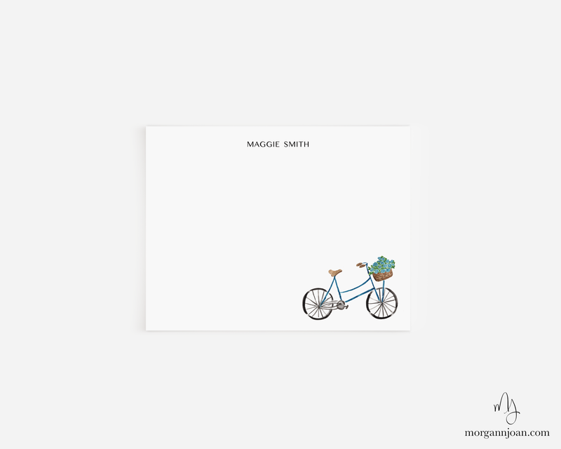 Bicycle Flower Basket Personalized Notecards