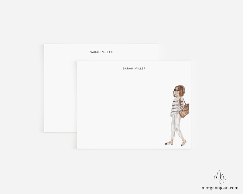 Fashion Parisian Girl Personalized Notecards