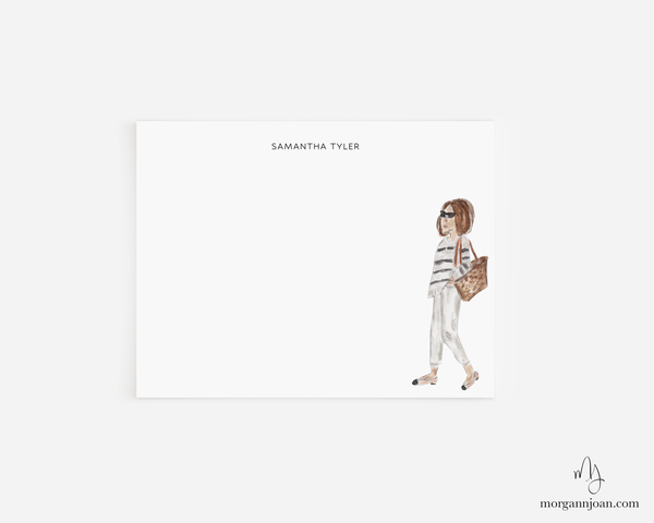 Fashion Parisian Girl Personalized Notecards