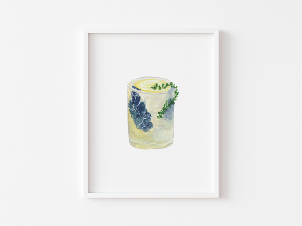 Summertime Lemon Blueberry Cocktail Art Print