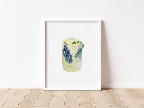 Summertime Lemon Blueberry Cocktail Art Print