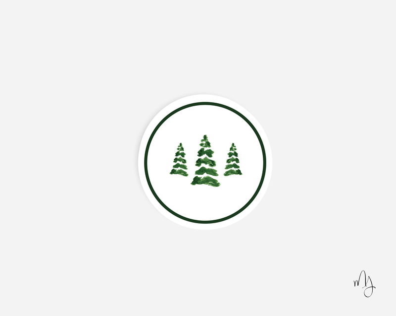 Evergreen Trees Round Sticker