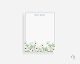 Personalized White Floral Small Notepad