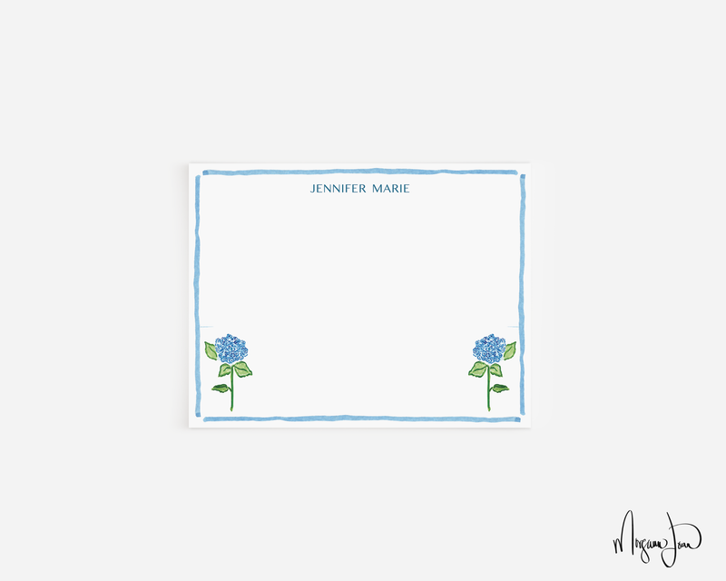 Blue Hydrangea Personalized  Notecards