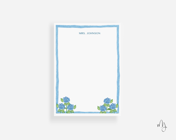 Personalized Blue Hydrangea Large Notepad