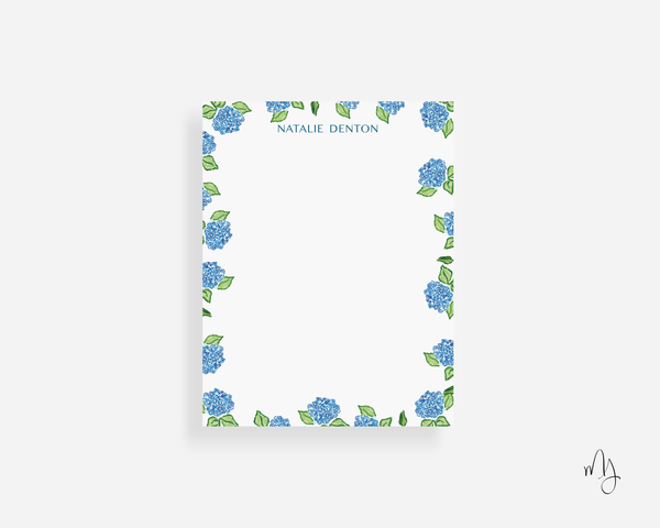 Personalized Blue Hydrangea Small Notepad