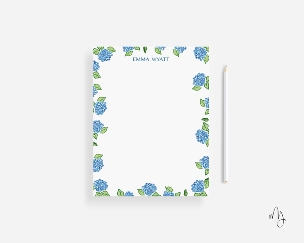 Personalized Blue Hydrangea Small Notepad