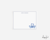 Chinoiserie Blue Crab Personalized Notecards