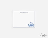 Chinoiserie Blue Crab Personalized Notecards