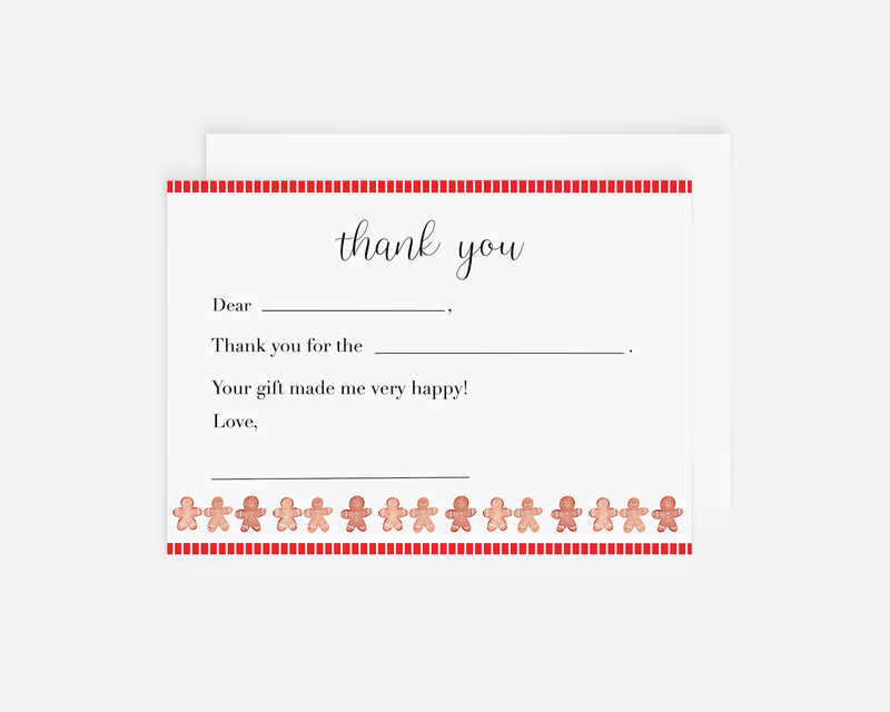 Kids Christmas Fill in the Blank Thank You Notecards