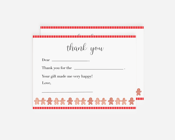 Kids Christmas Fill in the Blank Thank You Notecards