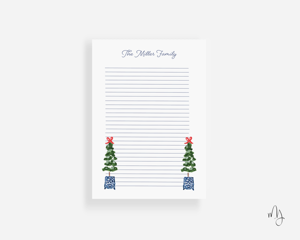 Personalized Holiday Topiary Large Notepad