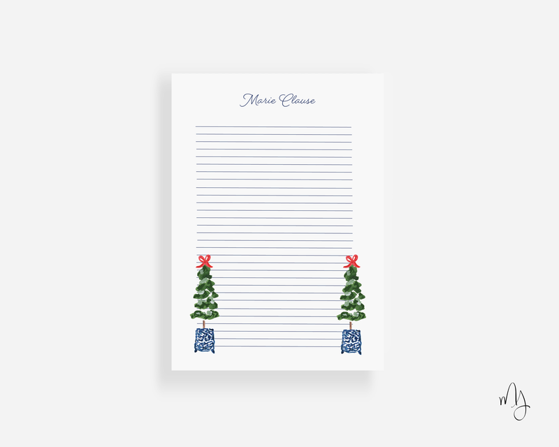 Personalized Holiday Topiary Large Notepad