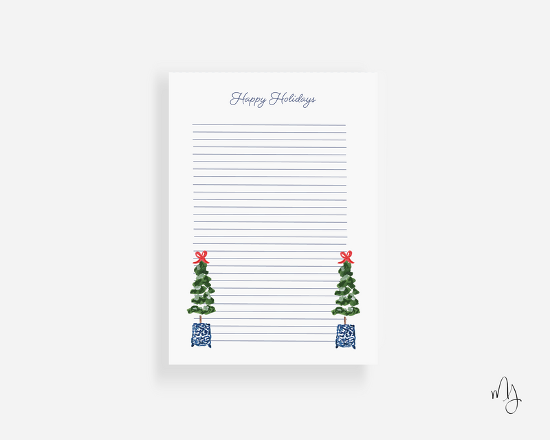 Personalized Holiday Topiary Large Notepad