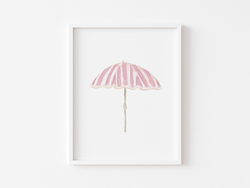 Light Pink and White Striped Umbrella Art Print