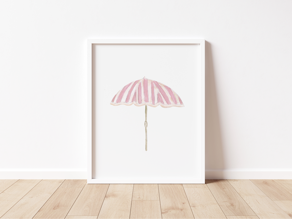 Light Pink and White Striped Umbrella Art Print