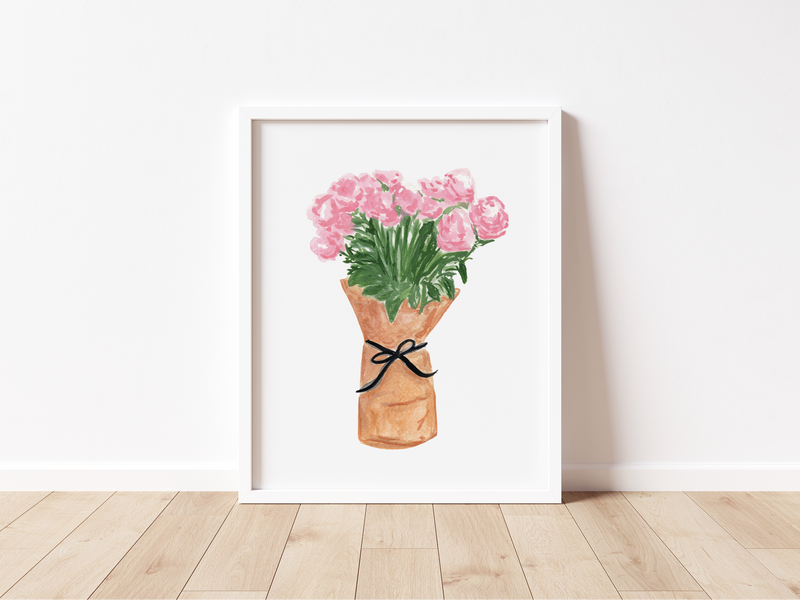 Peony Kraft Paper Bouquet Art Print