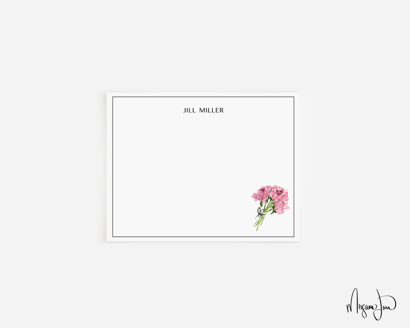 Rose Stem Floral Personalized Notecards