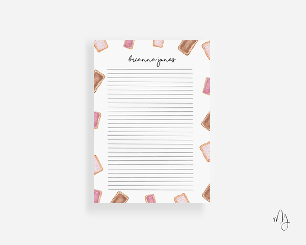 Personalized Pink Pop Tart Large Notepad