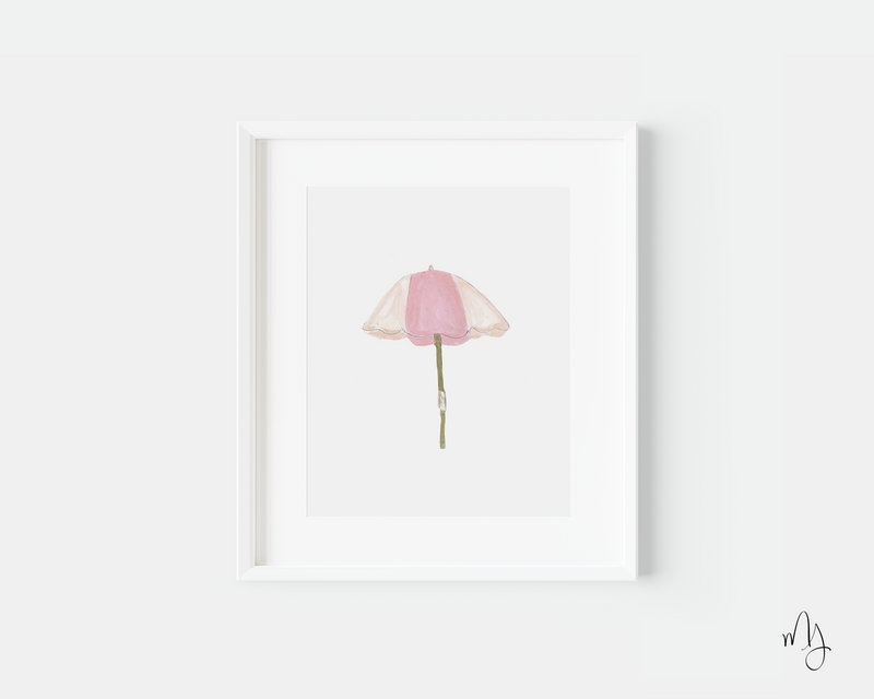 Light Pink and White Umbrella Art Print