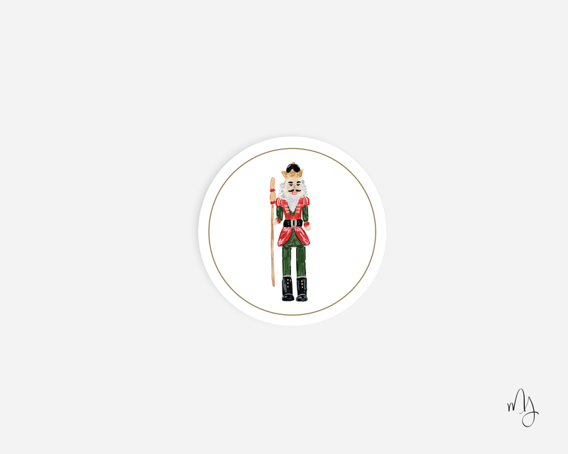 Red and Green Nutcracker Round Sticker