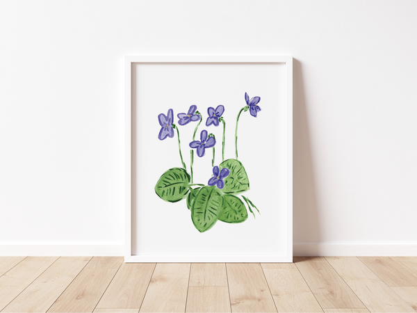 February Birth Month Botanical Art Print