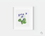 February Birth Month Botanical Art Print