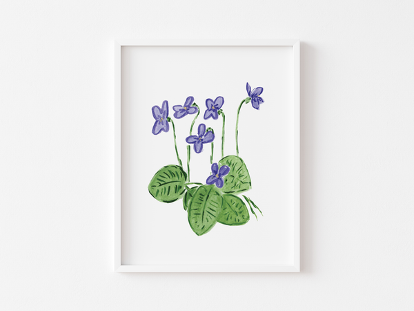 February Birth Month Botanical Art Print