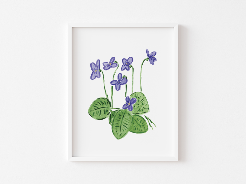 February Birth Month Botanical Art Print