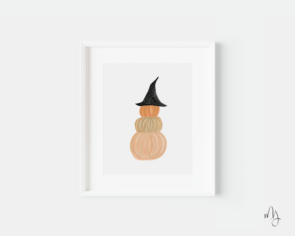 Witch's Hat Pumpkin Stack Art Print