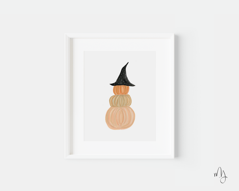 Witch's Hat Pumpkin Stack Art Print