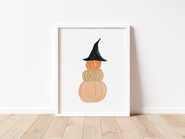 Witch's Hat Pumpkin Stack Art Print