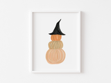 Witch's Hat Pumpkin Stack Art Print