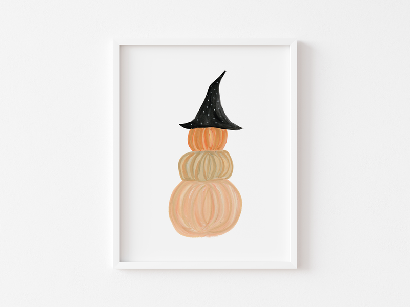 Witch's Hat Pumpkin Stack Art Print