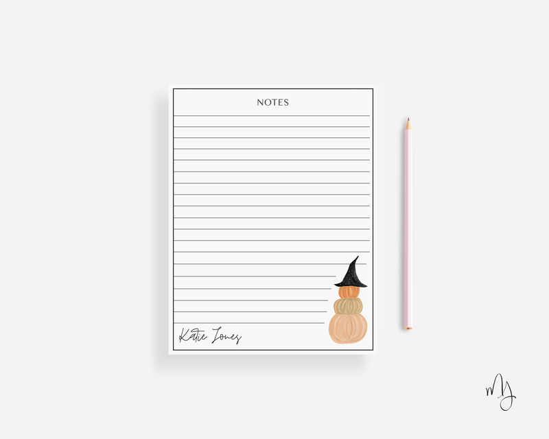 Personalized Witch's Hat Pumpkin Stack Small Notepad