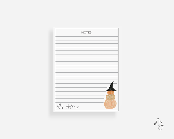 Personalized Witch's Hat Pumpkin Stack Small Notepad