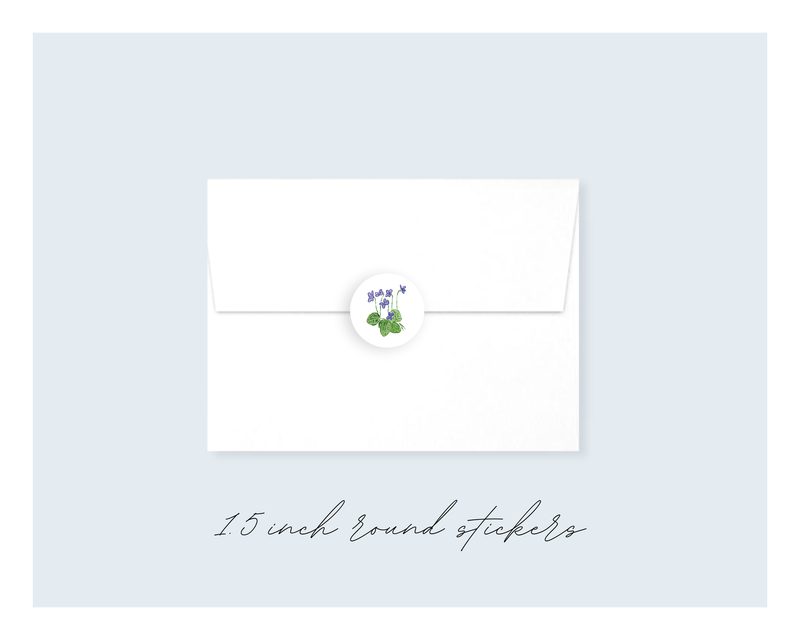 February Violet Flower Round Sticker